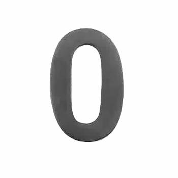 House Number Zero (0) Black Coated Brass 2.25 inch Peel and Stick 