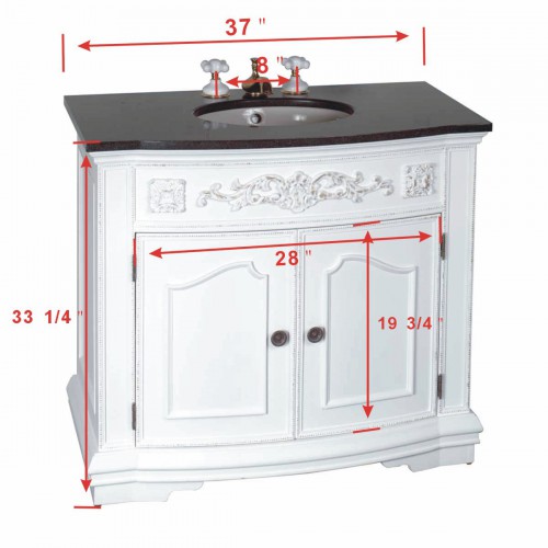 37 inch Bathroom Vanity Sink and Cabinet Marble Top image-3