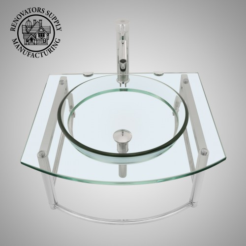 Haiku 23 3/4" Glass Wall Mounted Bathroom Sink with Towel Bar Faucet and Drain image-4