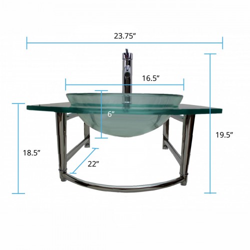 Haiku 23 3/4" Glass Wall Mounted Bathroom Sink with Towel Bar Faucet and Drain image-9