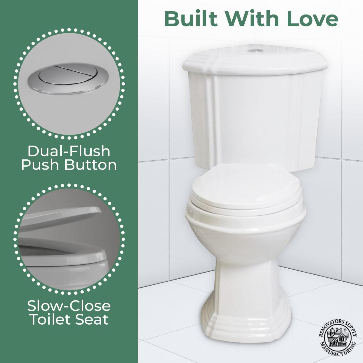 Sheffield Corner 2-Piece 0.8 GPF/1.6 GPF WaterSense Dual Flush Elongated Toilet in White with Slow Close Seat image-3