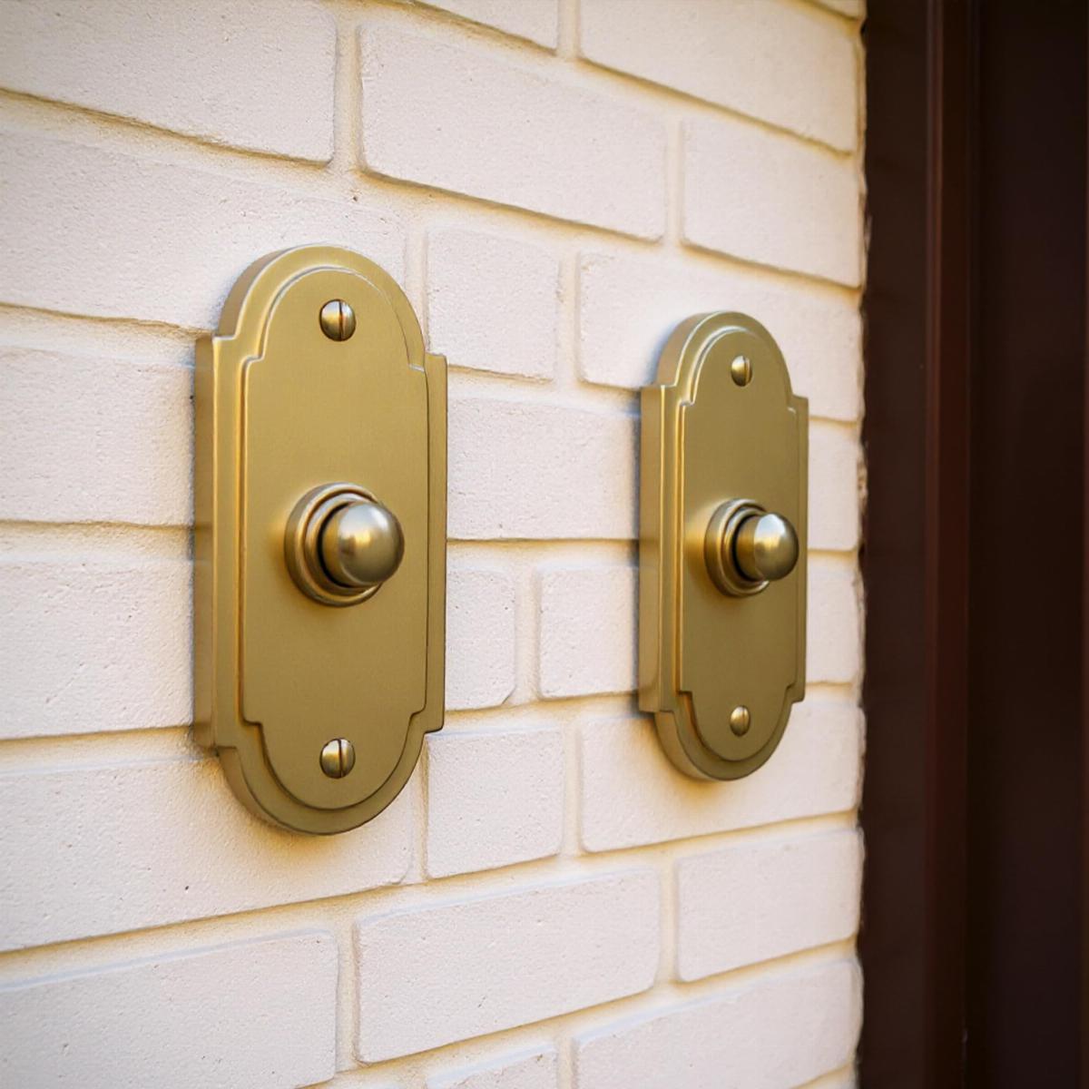 Wired Brass Door Bell Push Button 4" L Lacquered Finish image-2