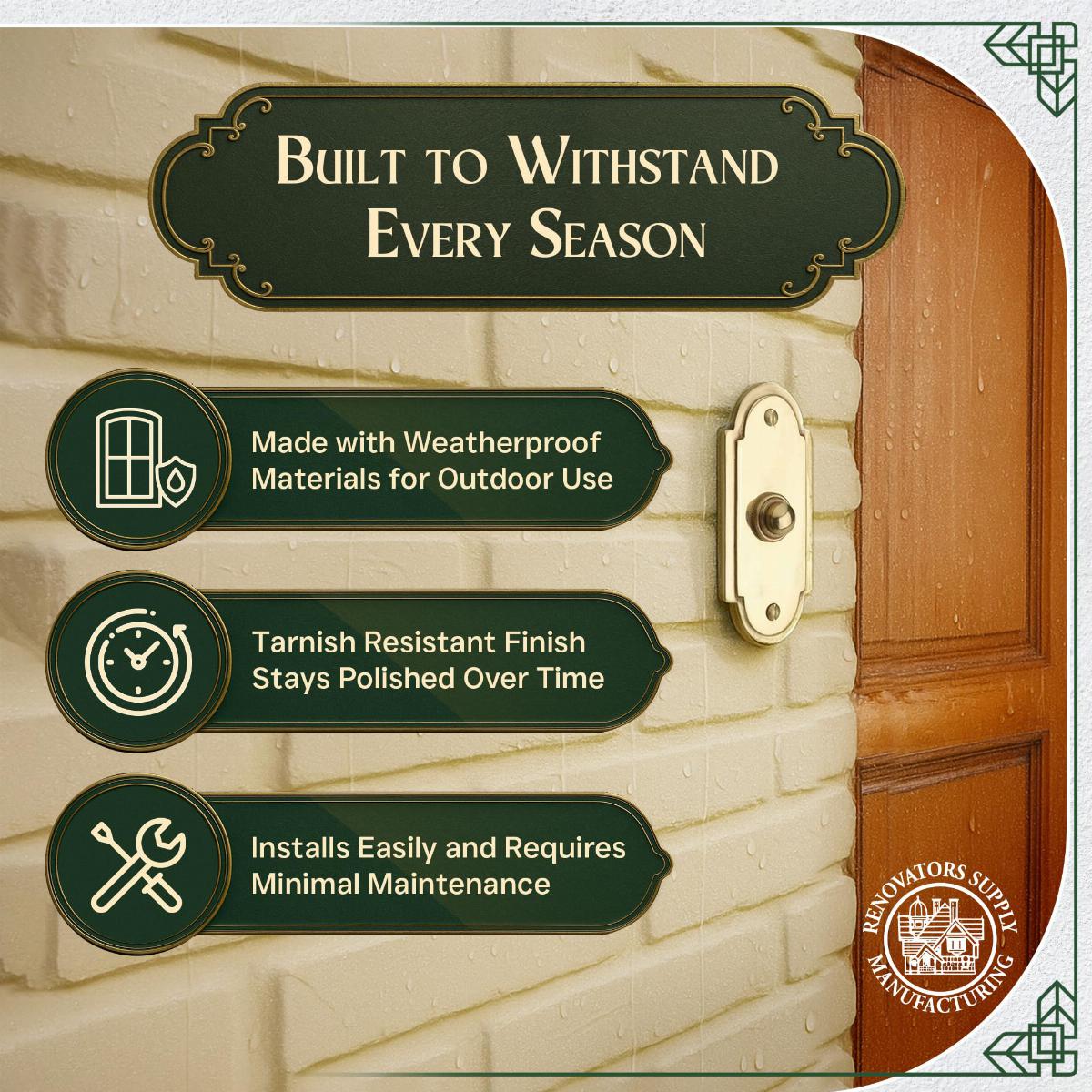 Wired Brass Door Bell Push Button 4" L Lacquered Finish image-5