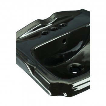 Small Wall Mount Sink Black Bathroom Basin 19" image-5