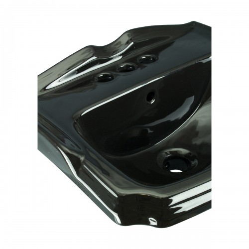 Small Wall Mount Sink Black Bathroom Basin 19" image-4