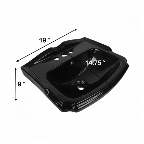 Small Wall Mount Sink Black Bathroom Basin 19" image-13