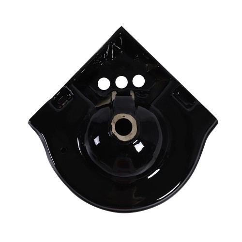Small Corner Bathroom Sink Wall Mount Black Centerset image-2