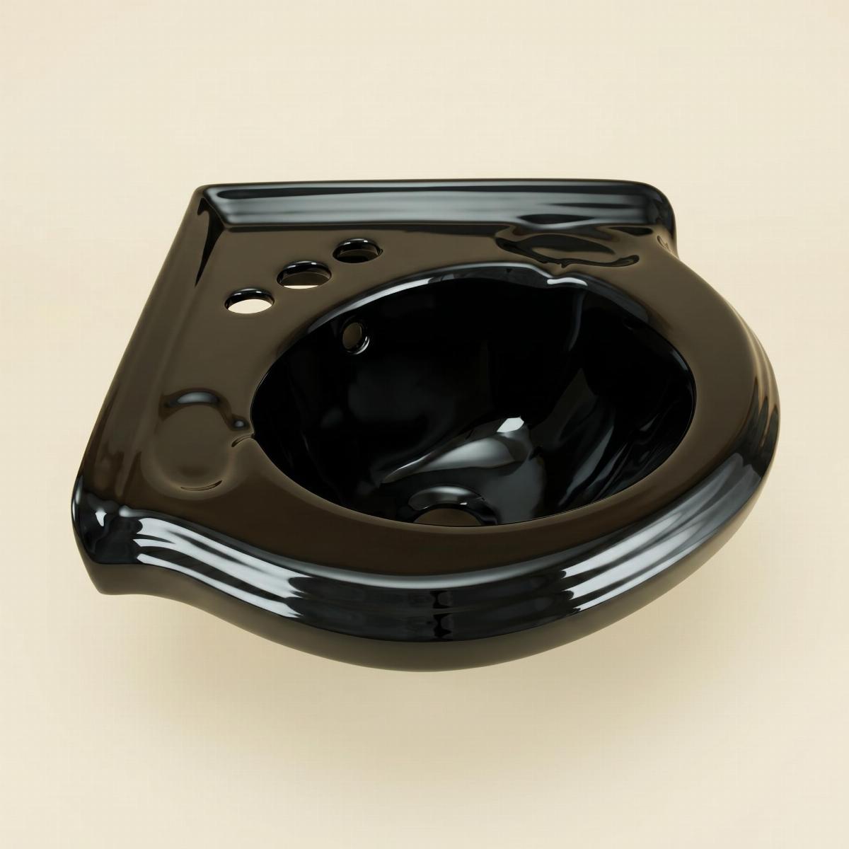 Small Corner Bathroom Sink Wall Mount Black Centerset image-8