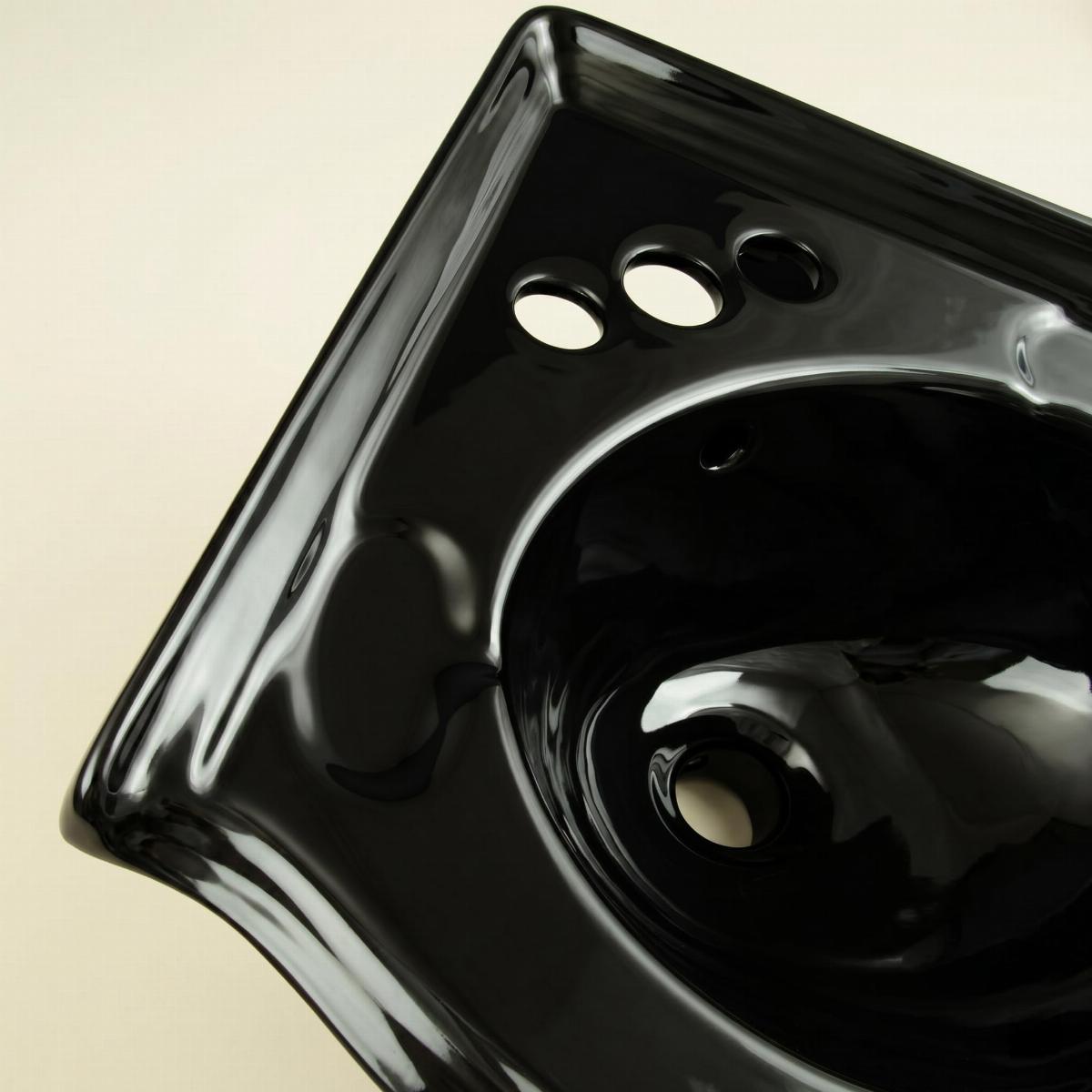 Small Corner Bathroom Sink Wall Mount Black Centerset image-9