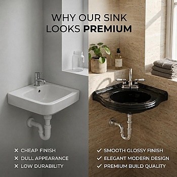 Small Corner Bathroom Sink Wall Mount Black Centerset image-4