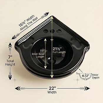Small Corner Bathroom Sink Wall Mount Black Centerset image-2