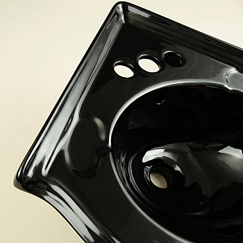 Small Corner Bathroom Sink Wall Mount Black Centerset image-9