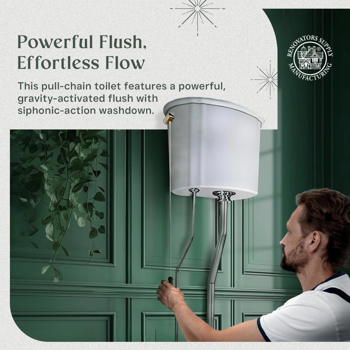 Aspen High Tank Pull Chain Toilet White Ceramic Tank Elongated Rear Entry Bowl Chrome Pipes and Hardware image-6