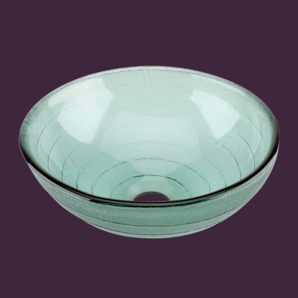 Glass Vessel Sink with Drain Frosted Green Tempered Glass Mini Bowl