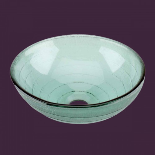 Glass Vessel Sink with Drain Frosted Green Tempered Glass Mini Bowl Sink Circle Design image-4
