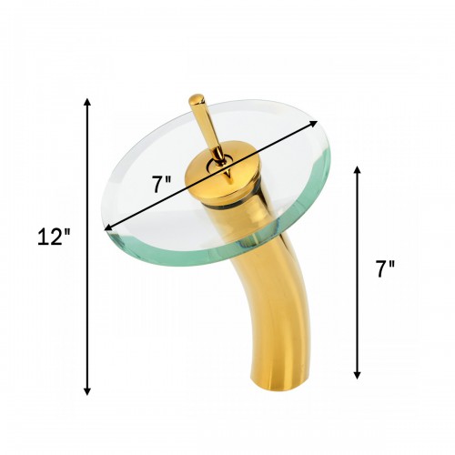 Waterfall Faucet Heavy Cast PVD Brass 12" Clear Glass image-10