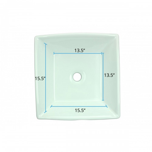 Castle 16 1/2" Square Countertop Vessel Bathroom Sink White image-12