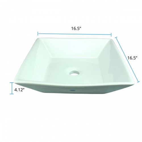 Castle 16 1/2" Square Countertop Vessel Bathroom Sink White image-13