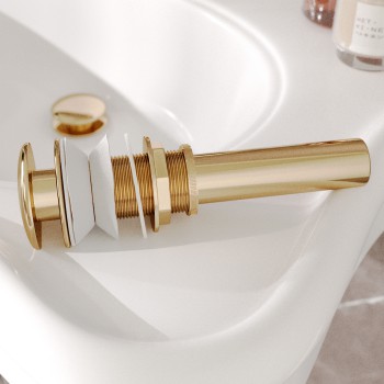 Pop-up Sink Drain With Overflow Brass Gold for Bathroom Sink 