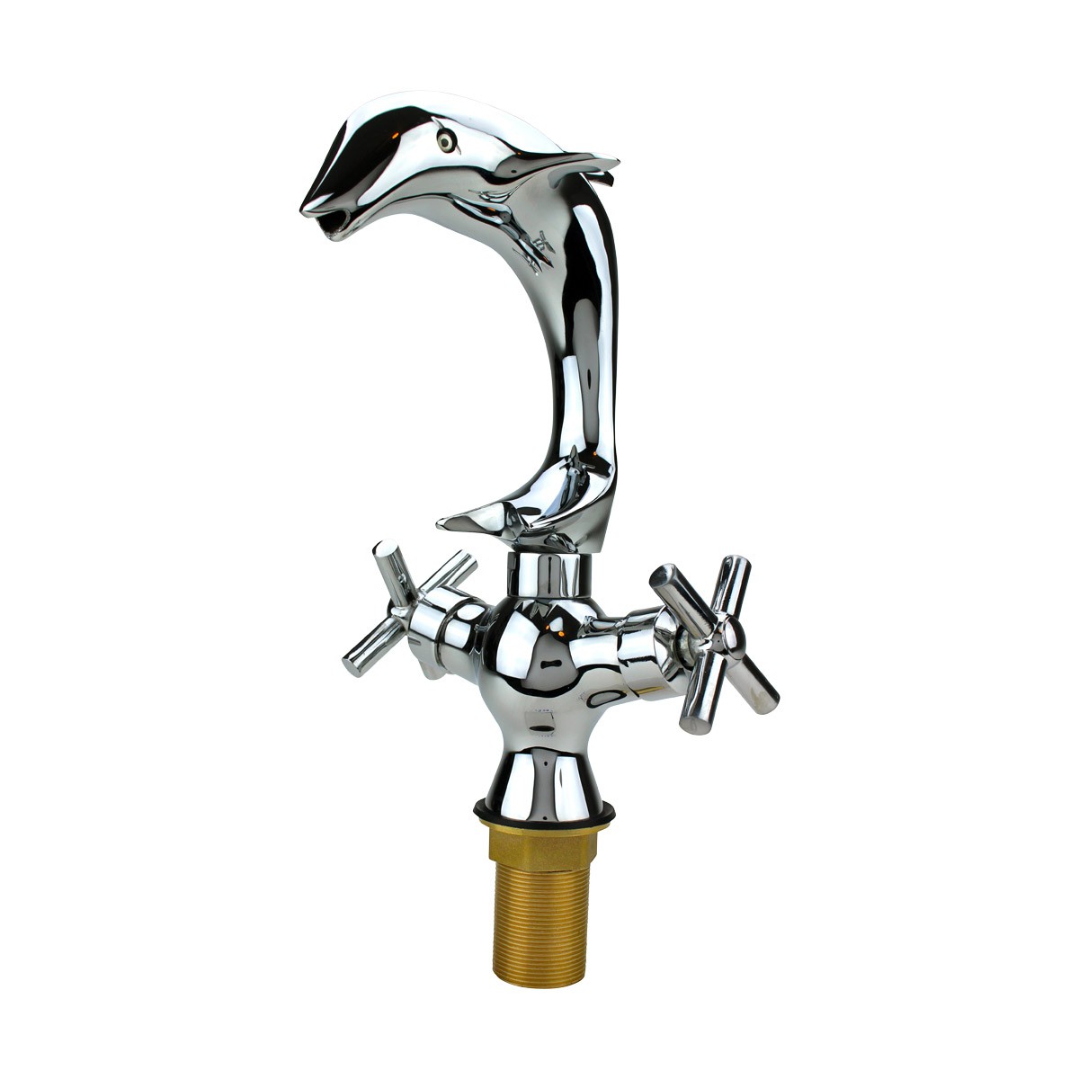 Single Hole Dolphin Shape Faucet Bathroom Mixer Tap Chrome