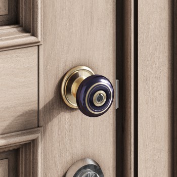 Brass Keyed Door Knob Lock Set Porcelain Adjustable Backset Porcelain Door Lock 