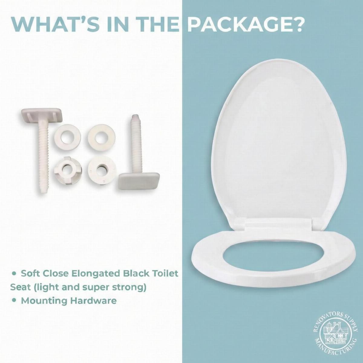 White Elongated Toilet Seat No Slam Plastic With Seat Bumpers image-8