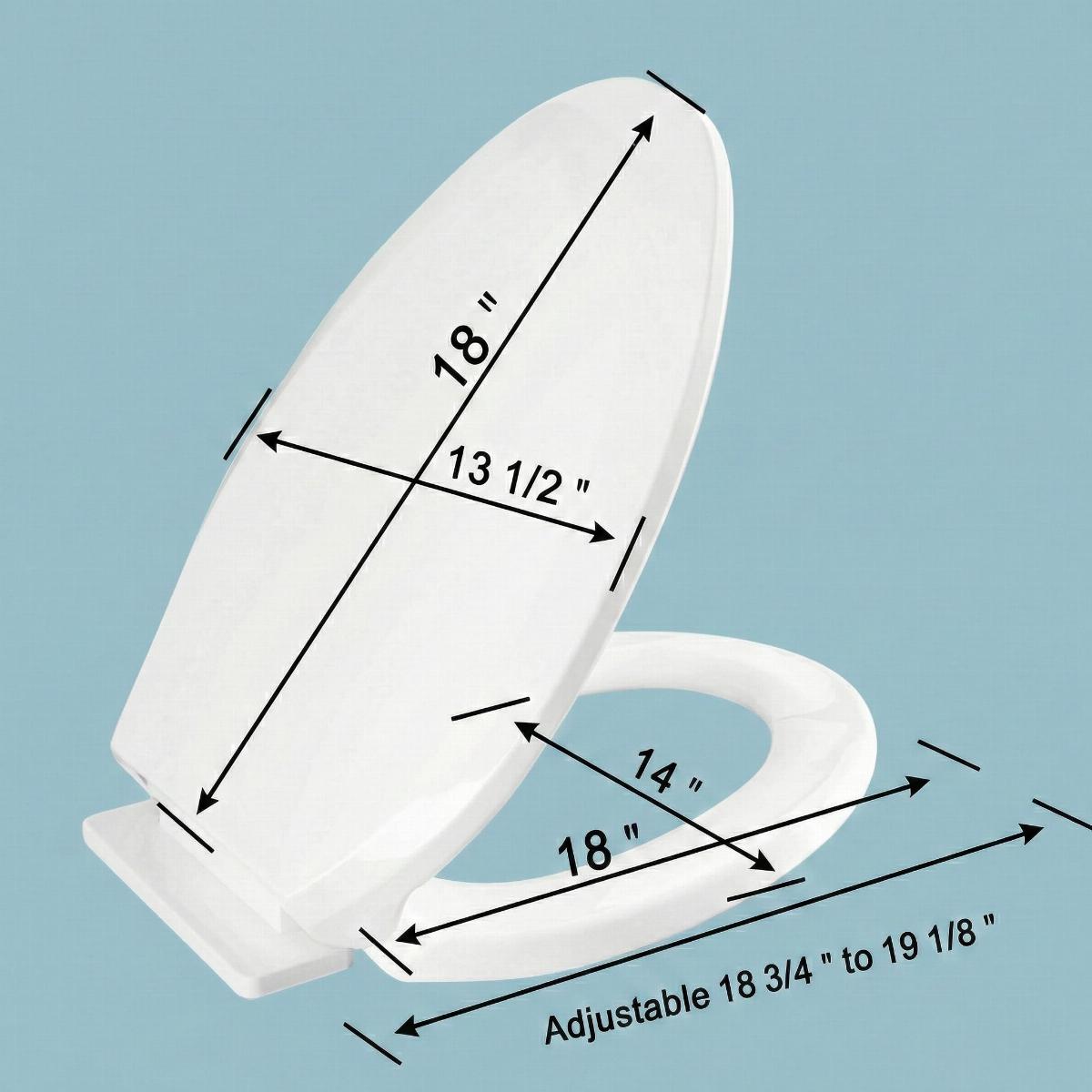 White Elongated Toilet Seat No Slam Plastic With Seat Bumpers image-5