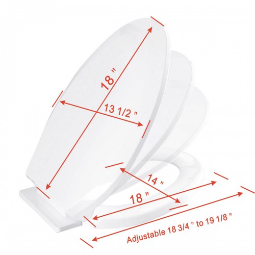 White Elongated Toilet Seat No Slam Plastic With Seat Bumpers image-22