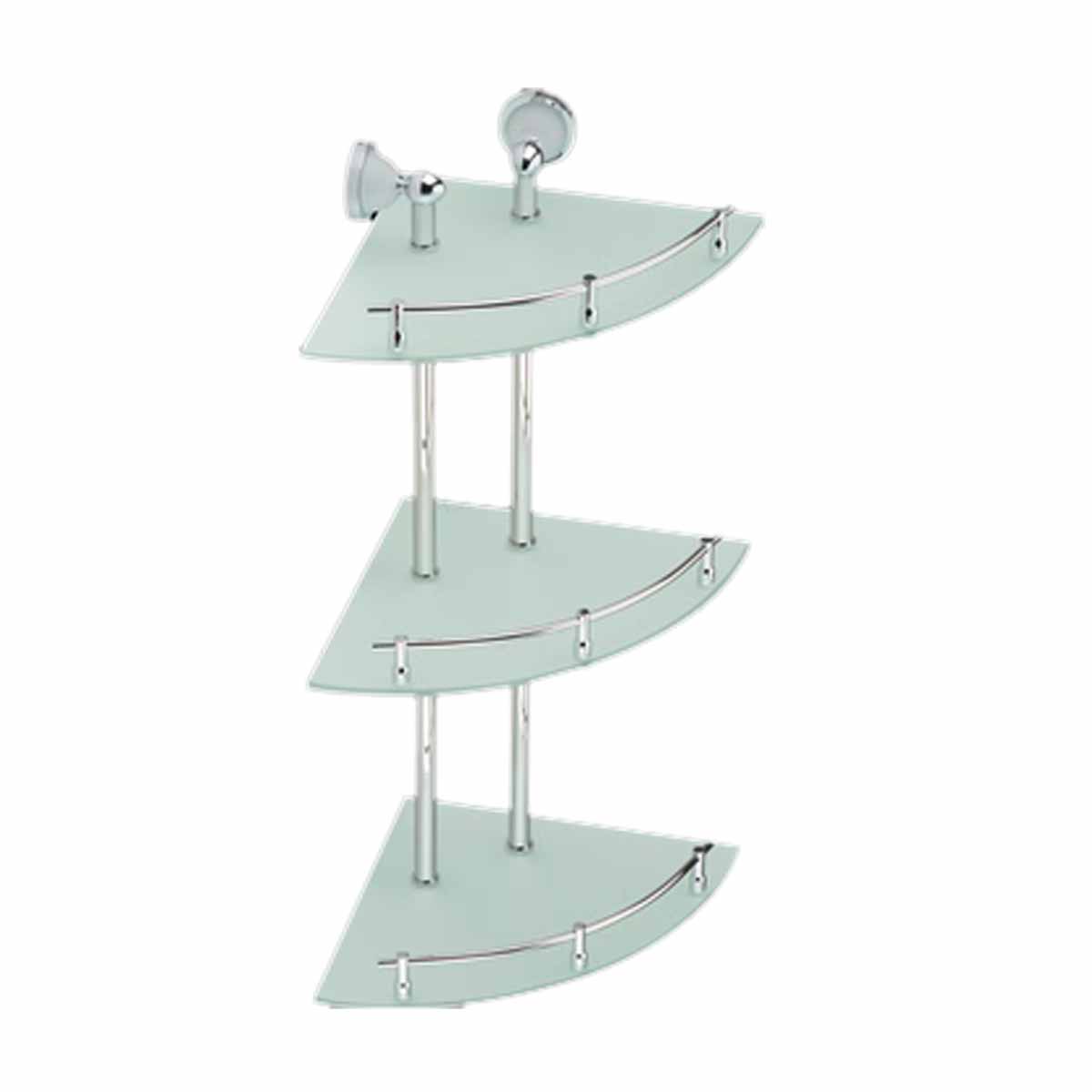 Corner Glass Shelf Triple Tiers Frosted Wall Storage Holder