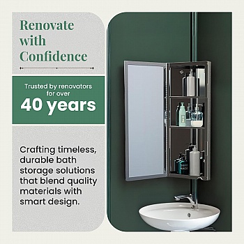 Wall Mount Corner Medicine Cabinet Brushed Stainless Steel with Mirror image-7
