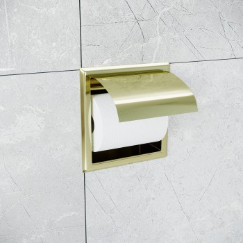 Recessed Toilet Paper Tissue Holder Gold Stainless Steel 