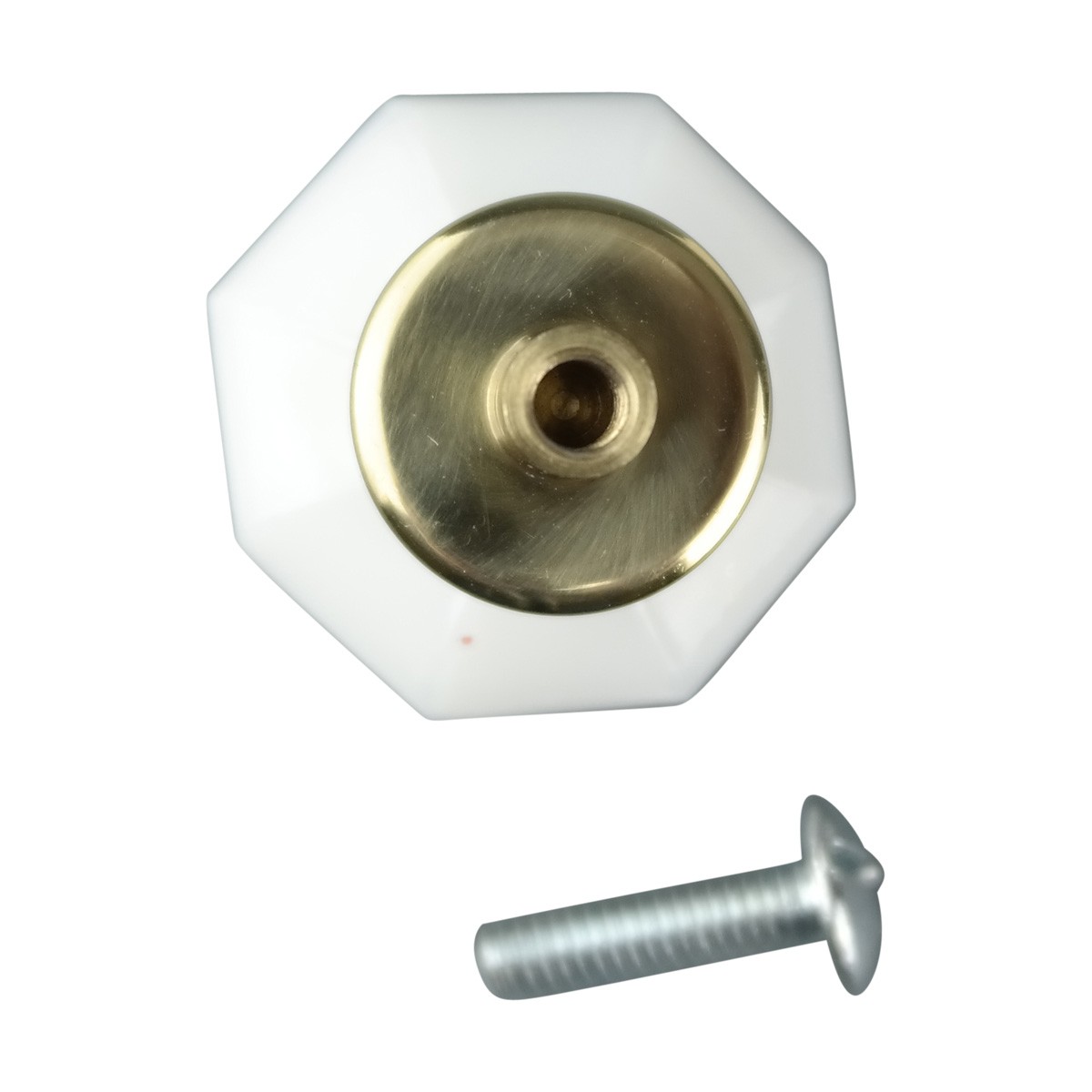 Knob Milk Glass 1 Dia W/ Brass Back Renovator's Supply Item14295