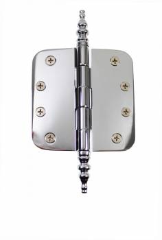 Chrome Door Hinge 4" X 4" Radius Brass Steeple Tip 