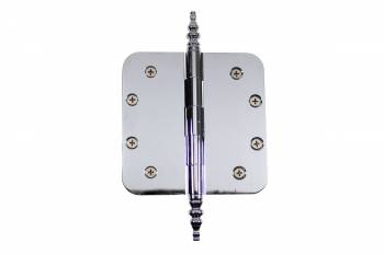 Chrome Door Hinge 5" X 5" Radius Brass Steeple Tip 