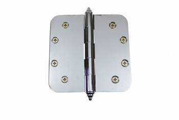 Chrome Door Hinge 5" X 5" Radius Brass Ornate Tip 