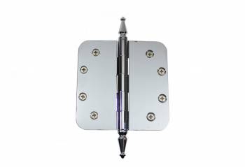 Chrome Door Hinge 5" X 5" Radius Brass Spire Tip 