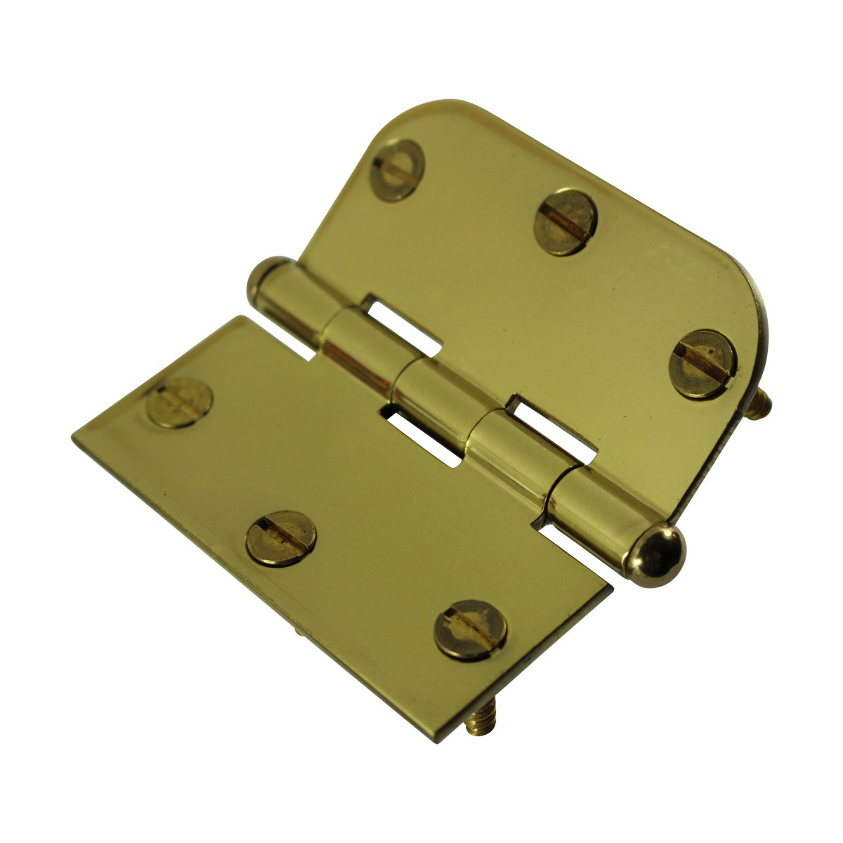 Bright Solid Brass Hinge 3" x 3" Button Tip