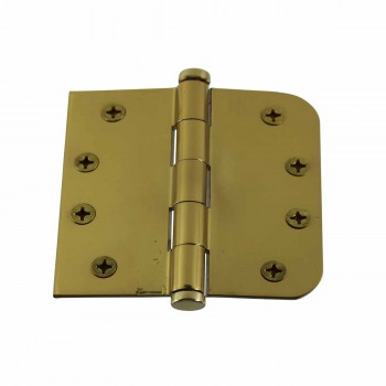 Bright Solid Brass Door Hinge 4" Coin Tip 