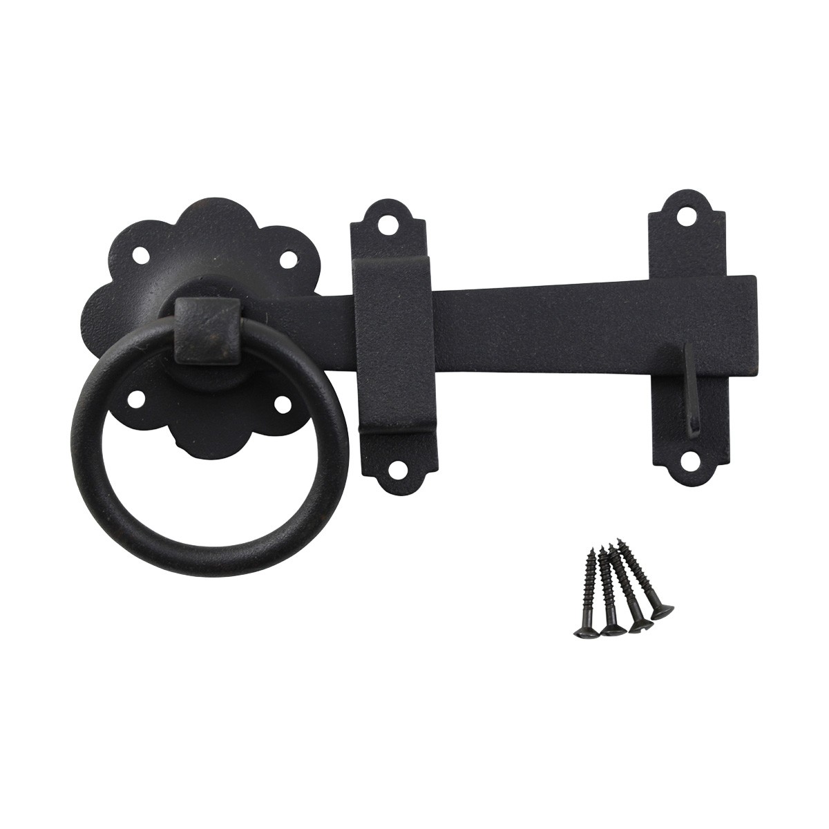 Floral Gate Latch Wrought Iron Heavy Duty Rustproof Finish 7 in W