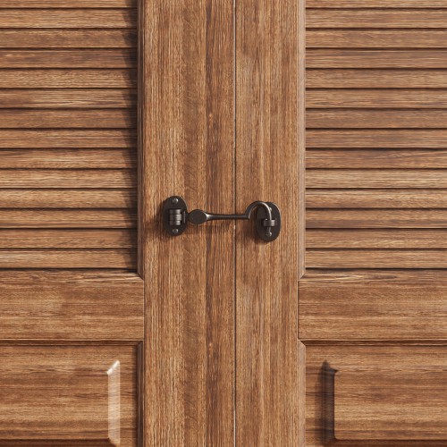 Door Latch Black Wrought Iron Swivel Style Hook and Eye Latch image-2