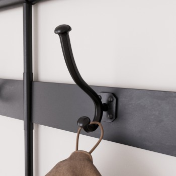 Black Wrought Iron Robe and Coat Double Wall Mount Hooks 5" L Jacket Hanger 