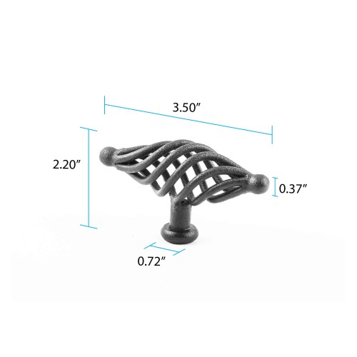 Black Cabinet Pulls Birdcage Iron Door Or Drawer Pulls Black 3 1/2 Inch image-9