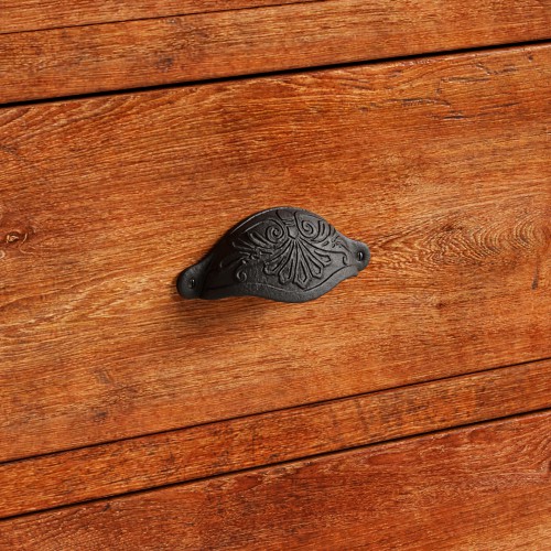 Cabinet or Drawer Bin Pull Black Iron Cup 4 1/2" x 1 1/2" H image-2