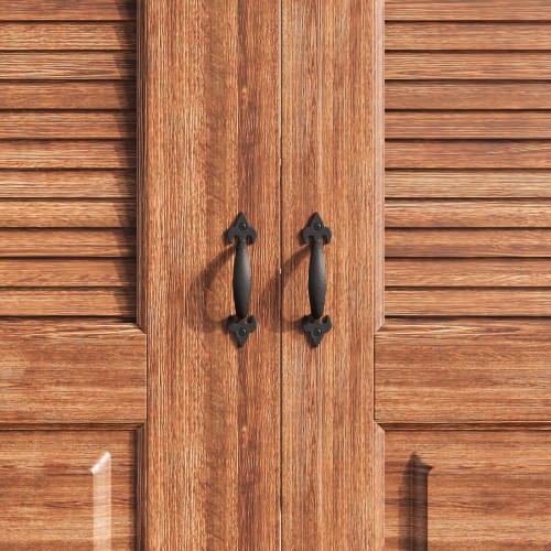 Black Wrought Iron Cabinet Handle 4.8" L Dresser Door Pulls image-2