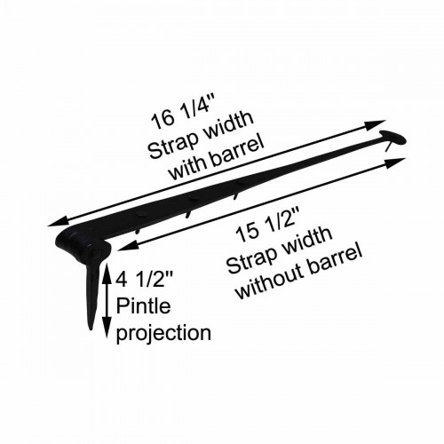 Bean Strap Pintle Door Hinge Black Hand Forged 16 1/4" image-12