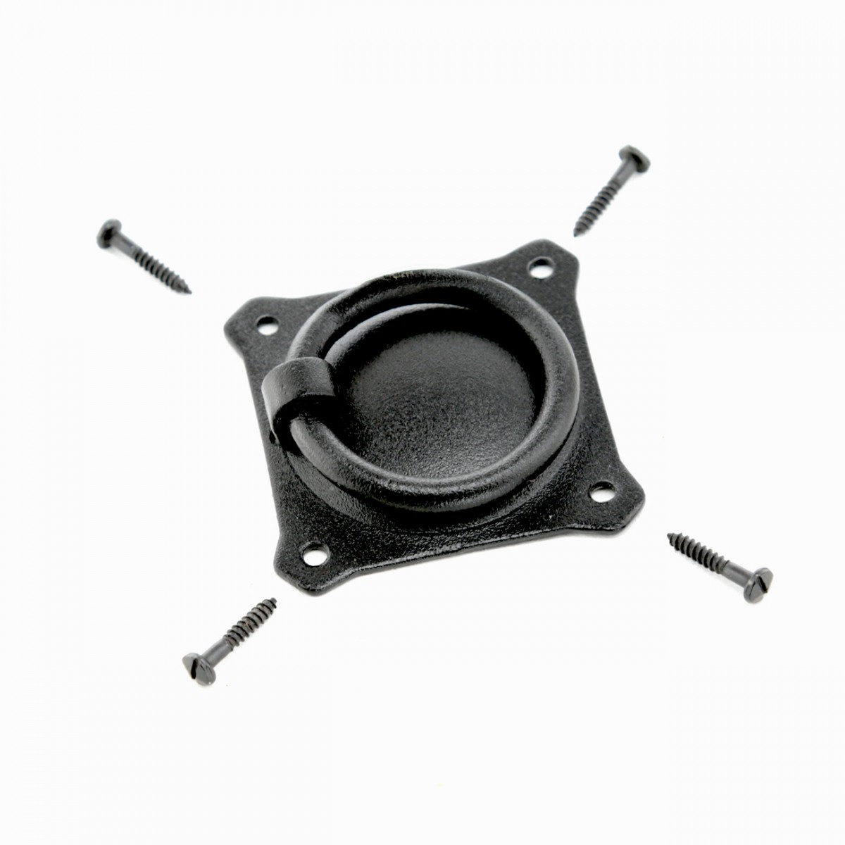 Wrought Iron Mission Style Ring Pull Black Hardware 2in