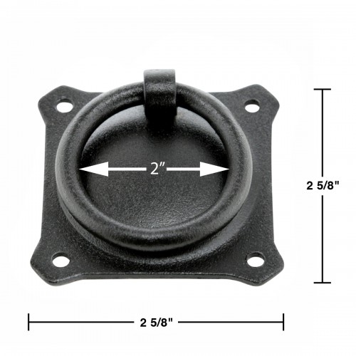 Wrought Iron Mission Style Ring Pull Black Cabinet Hardware 2in image-12