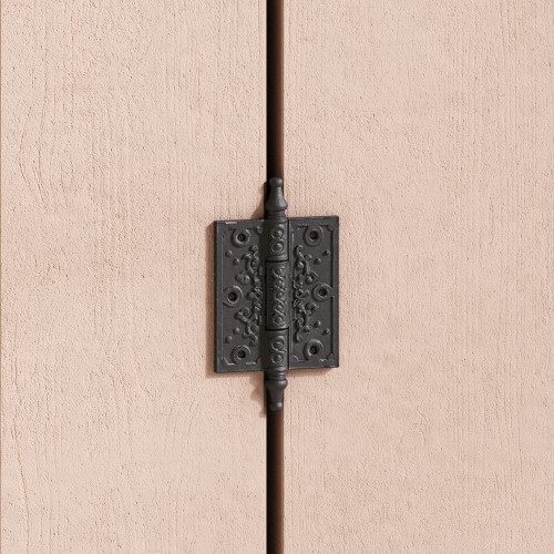 Black Cabinet Hinge Wrought Iron Butt Hinges Victorian Steeple Tip Flush Hinges image-2