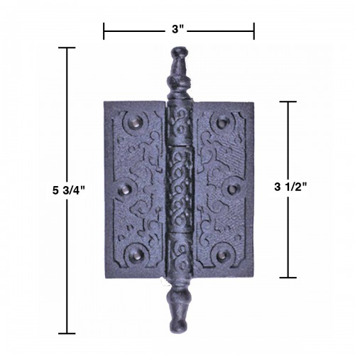 Black Cabinet Hinge Wrought Iron Butt Hinges Victorian Steeple Tip Flush Hinges image-14