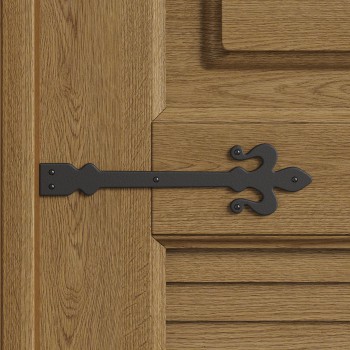 Black Wrought Iron Dummy Door Hinge Fleur De Lis 16" Hinges 